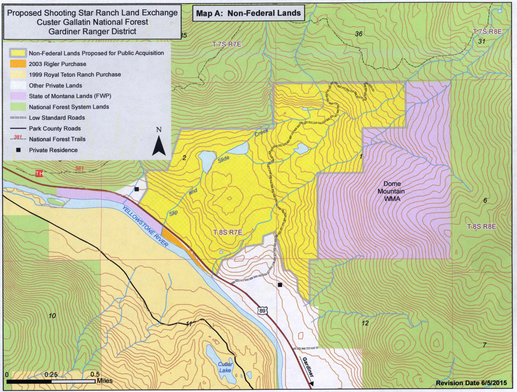Map of Slip and Slide Ranch and Dome Mountain WMA